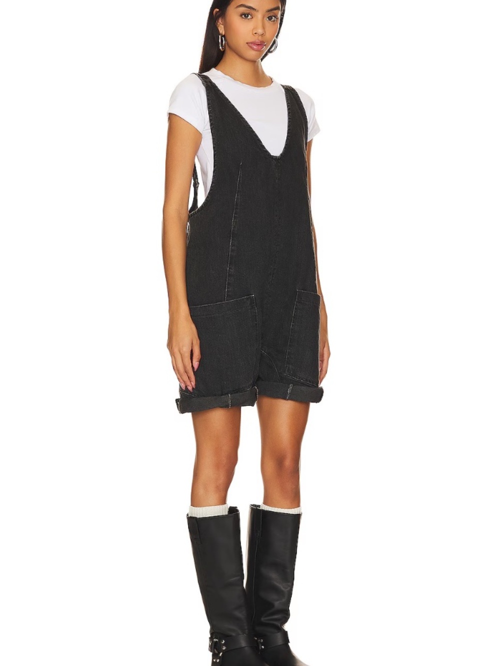 Free People x We The Free High Roller Shortall in Black | Size Large - Picture 2 of 10